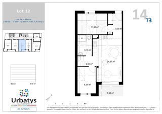  Appartement � vendre 3 pi�ces 59 m�