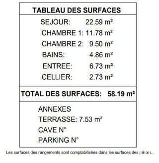  Appartement � vendre 3 pi�ces 58 m�