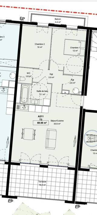  Appartement � vendre 3 pi�ces 73 m�