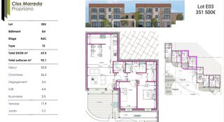  Appartement  vendre 3 pices 69 m