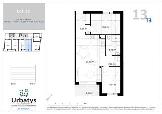  Appartement  vendre 3 pices 59 m