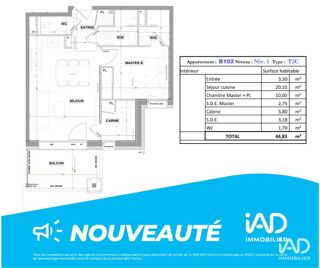  Appartement � vendre 2 pi�ces 45 m�