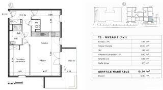  Appartement � vendre 3 pi�ces 62 m�