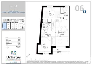  Appartement � vendre 3 pi�ces 64 m�