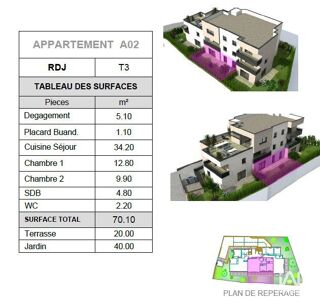  Appartement � vendre 3 pi�ces 70 m�
