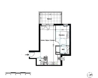  Appartement  vendre 2 pices 46 m