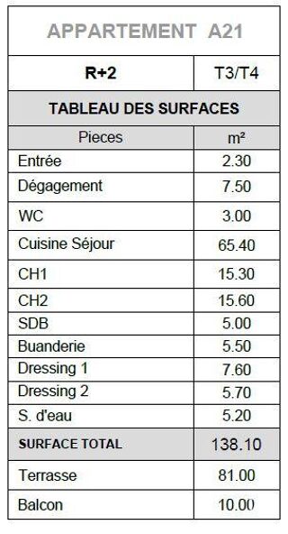  Appartement � vendre 3 pi�ces 138 m�