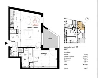  Appartement � vendre 2 pi�ces 47 m�