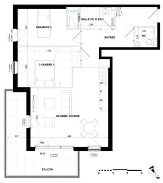  Appartement � vendre 3 pi�ces 64 m�