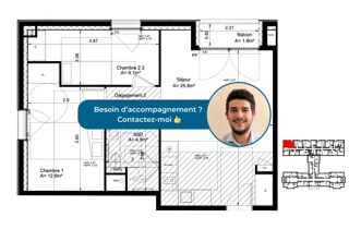  Appartement � vendre 3 pi�ces 54 m�