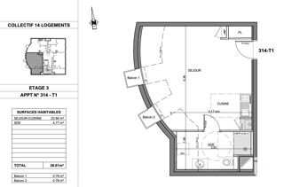  Appartement � vendre 1 pi�ce 28 m�