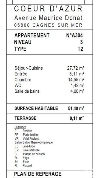  Appartement � vendre 2 pi�ces 51 m�