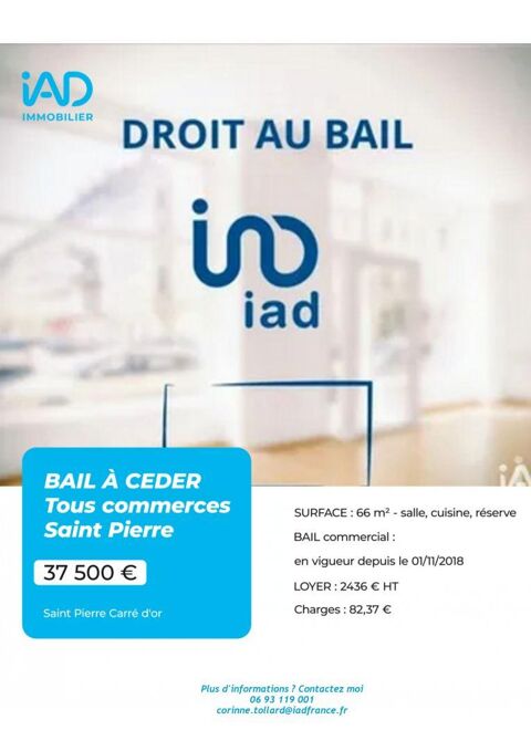 Vente Droit au bail 66 m&sup2; 37500 97410 Saint-pierre