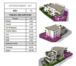  Appartement � vendre 3 pi�ces 71 m�