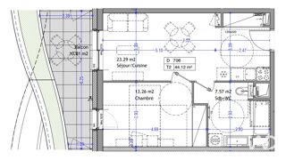  Appartement � vendre 2 pi�ces 44 m�