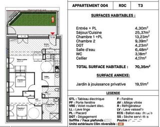  Appartement � vendre 3 pi�ces 70 m�