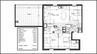  Appartement � vendre 4 pi�ces 76 m�