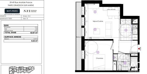   Vente Appartement 2 pi�ces Appartement - 2 pi�ce(s) - 42 m�