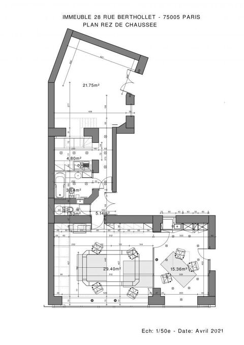 Vente Murs commerciaux 86 m&sup2; 1200000 75005 Paris