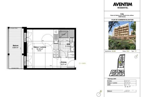  Appartement  vendre 1 pice 27 m