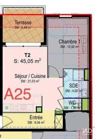  Appartement � vendre 2 pi�ces 45 m�