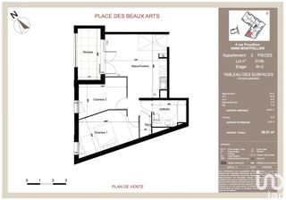  Appartement  vendre 3 pices 50 m