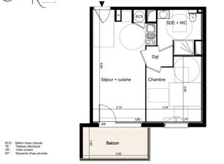  Appartement  vendre 2 pices 40 m