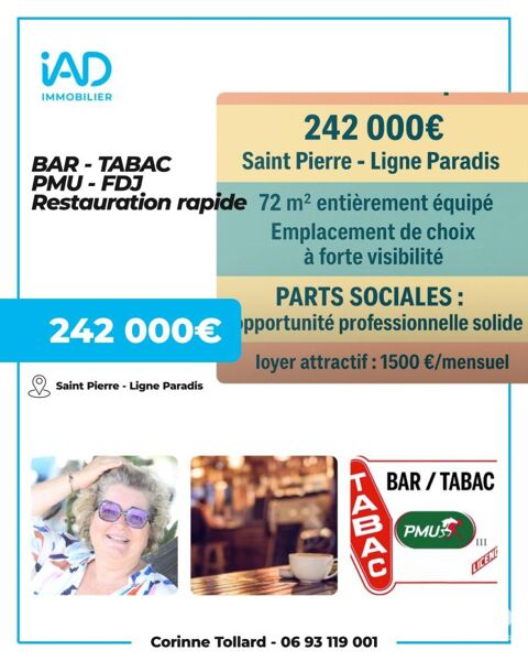 Vente Bar-tabac 72 m&sup2; 242000 97410 Saint-pierre