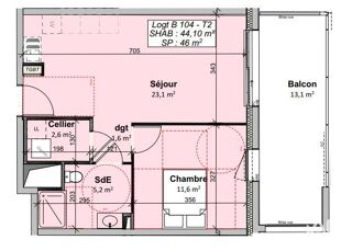 Appartement � vendre 2 pi�ces 44 m�