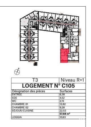  Appartement  vendre 3 pices 58 m