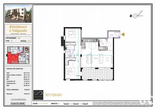  Appartement  vendre 3 pices 74 m