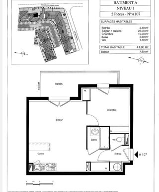  Appartement  vendre 2 pices 42 m