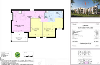  Appartement � vendre 3 pi�ces 65 m�