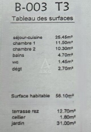  Appartement � vendre 3 pi�ces 56 m�