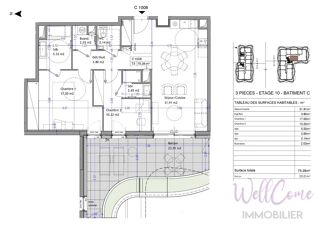  Appartement � vendre 3 pi�ces 75 m�