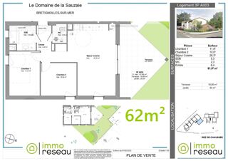  Appartement � vendre 3 pi�ces 61 m�