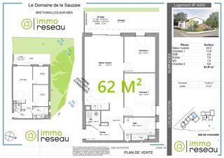  Appartement � vendre 3 pi�ces 61 m�