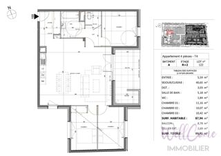  Appartement � vendre 4 pi�ces 88 m�