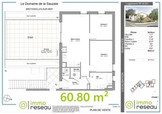  Appartement � vendre 3 pi�ces 60 m�