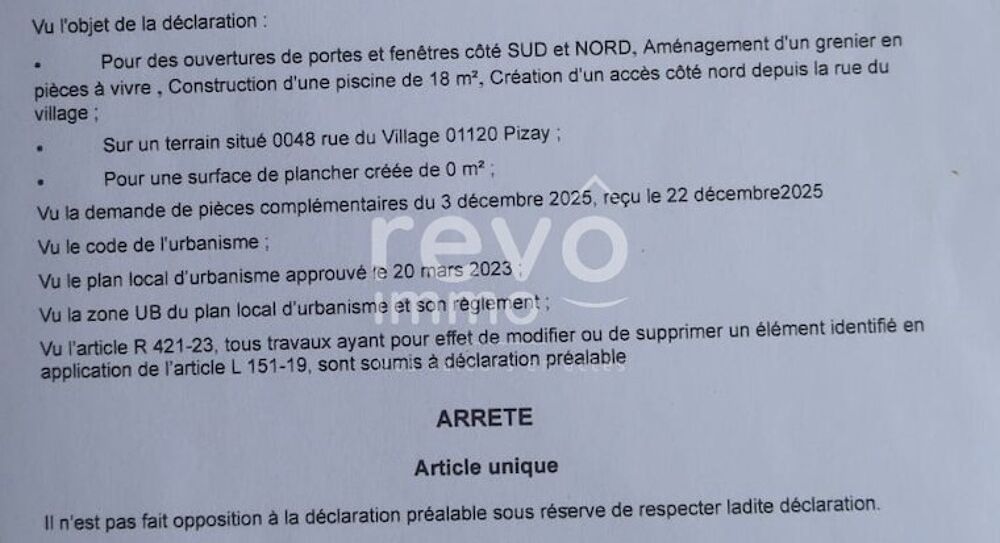 Vente Maison Maison Pizay