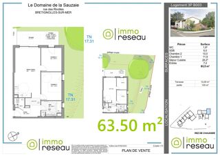  Appartement � vendre 3 pi�ces 63 m�