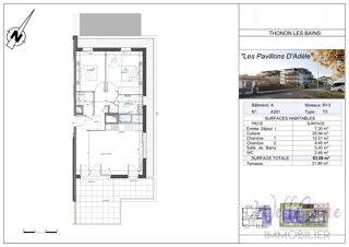  Appartement � vendre 3 pi�ces 63 m�