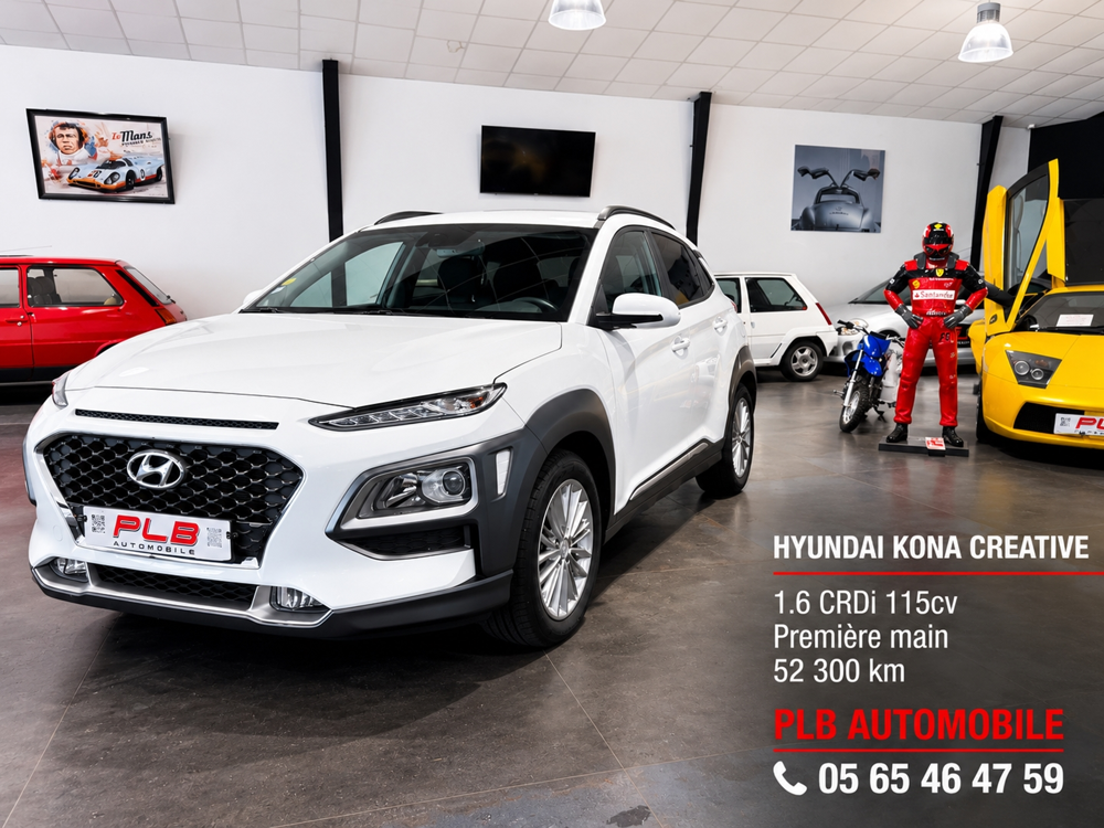 Kona 1.6 CRDI 115CH CREATIVE 52 300 KM PREMIERE MAIN 2019 occasion 12000 RODEZ