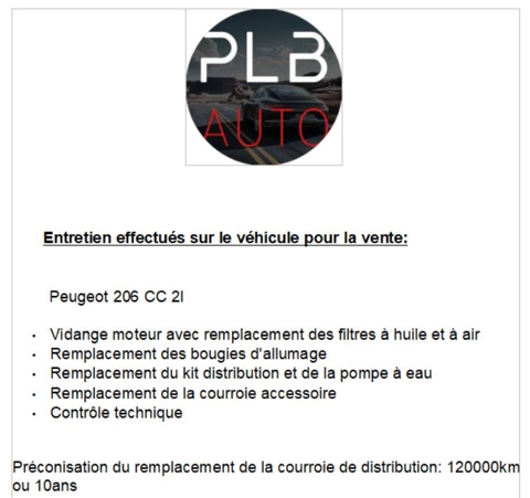 206 CC 1.6 16V PLB AUTO 2001 occasion 12000 RODEZ