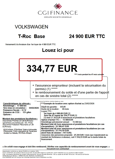 T-ROC 1.0 TSI 116CH VW EDITION 2025 occasion 63200 Malauzat