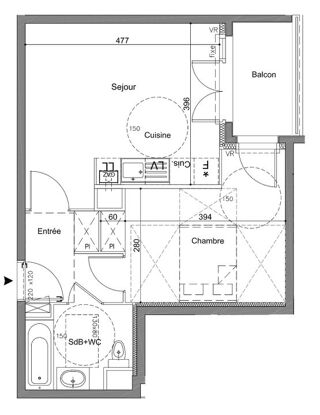 Appartement à louer 2 pièces 44 m²
