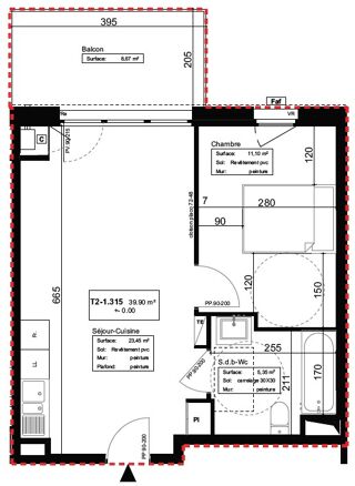  Appartement à louer 2 pièces 39 m²