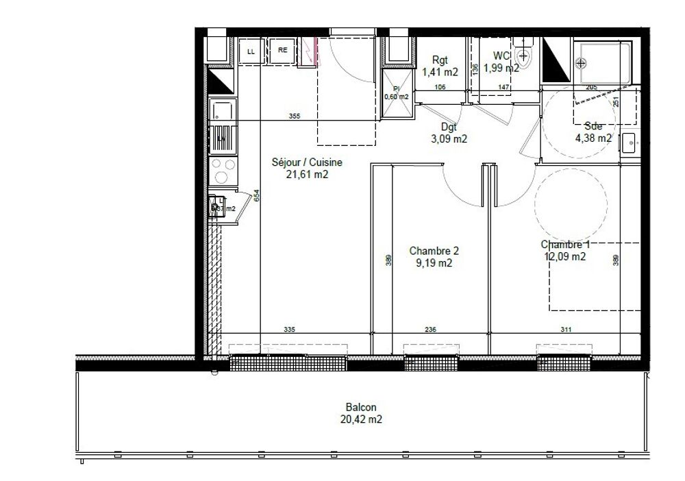 Location Appartement T3 NEUF avec balcon et parking à CHARTRES Chartres