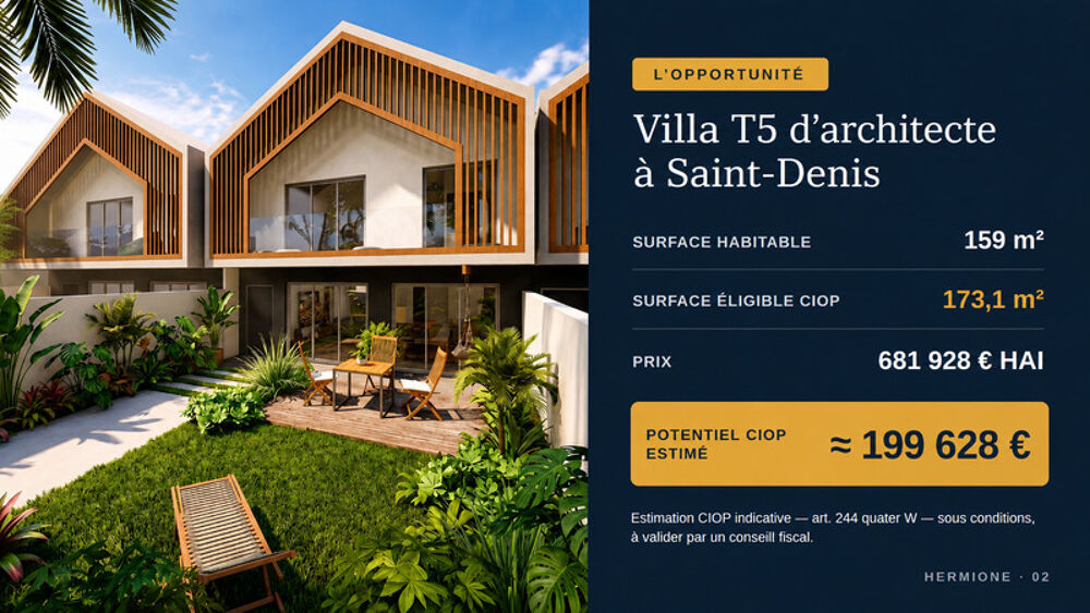 Villa Haut de gamme Saint-Denis  Villas T5 neuves elligibles CIOP