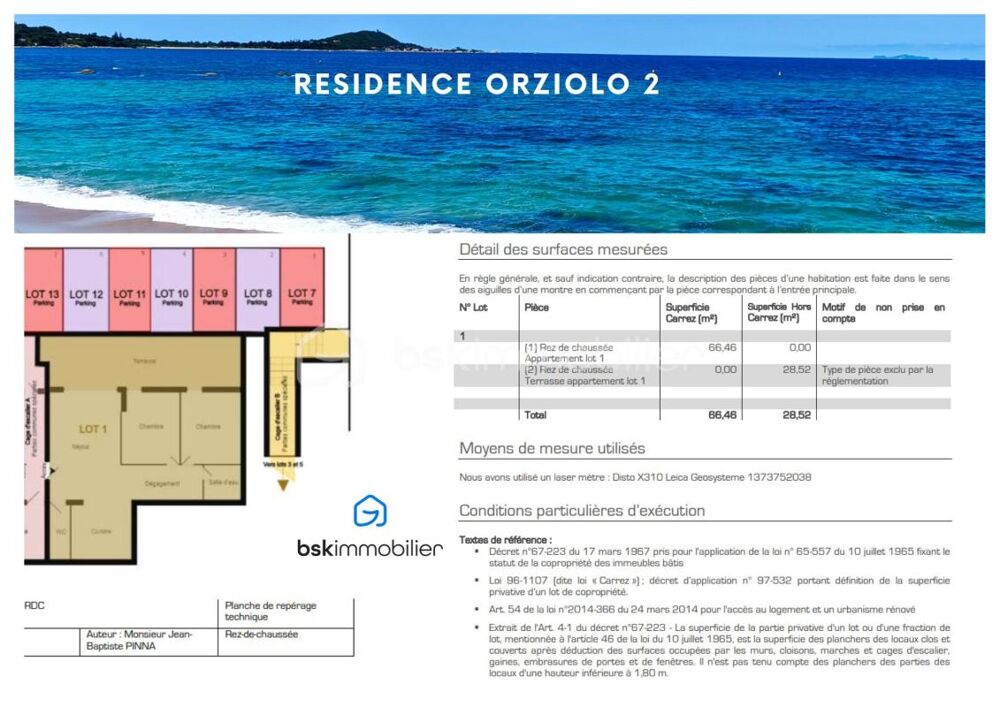 Corse - Rive sud dAjaccio à Pietrosella- Résidence ORZIOLO 2. Appartement T3 de 66 m2 + terrasse de 28 m2, situé à 3 km de la m
